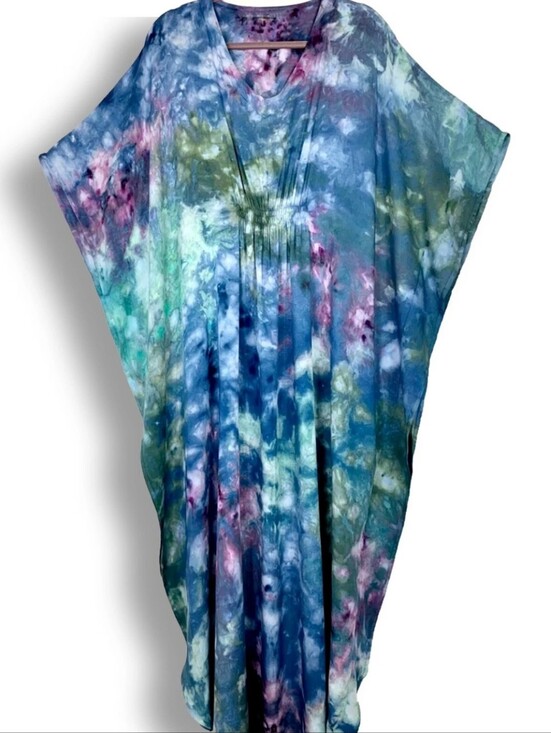 Batik handmade Dresses & Skirts - Boho-Chic Hand-Dyed Rayon Maxi Dress – Songbird Jewel Tones – One Size